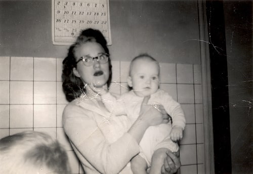 vintage mom with baby
