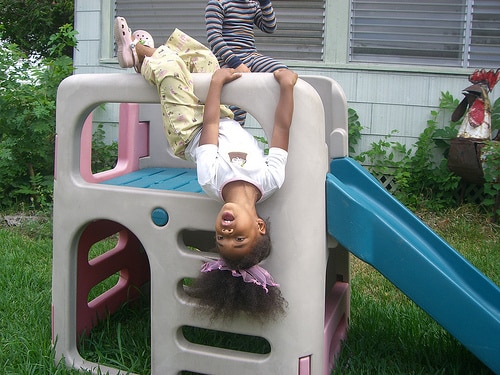 little girl on slide