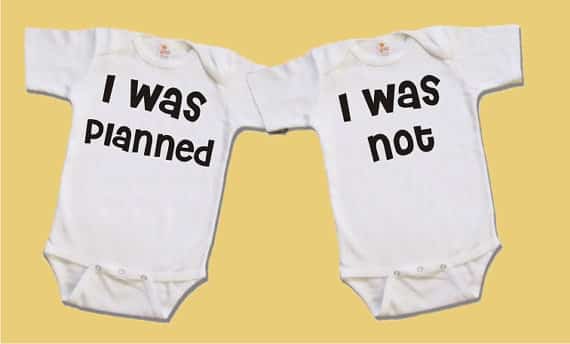 planned and not planned twins onesie