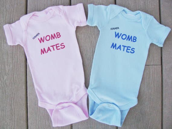 womb mates twins onesie