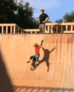 skater dad kicks son down skate ramp 2