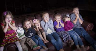 kids watching scary movie