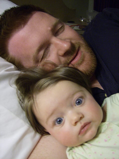 baby co sleeping with daddy