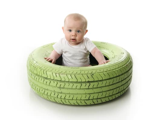 baby in tire
