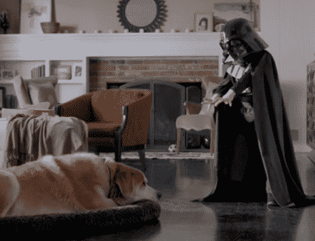 baby Darth Vader with dog