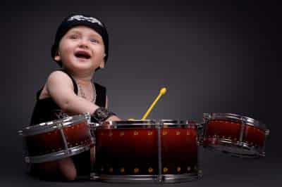 rock star baby with drums