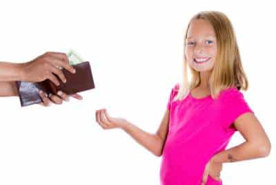 spoiled child demanding money