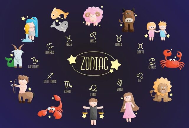 zodiac color sign symbol cartoon illustration