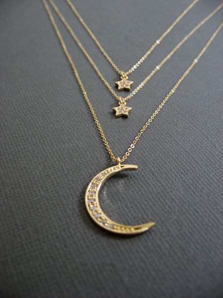 Mother Daughter Moon Stars necklace