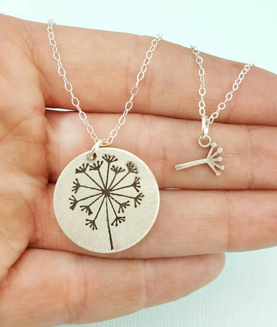 dandelion mother/daughter necklace set