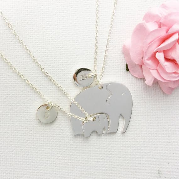 mother daughter elephant necklaces