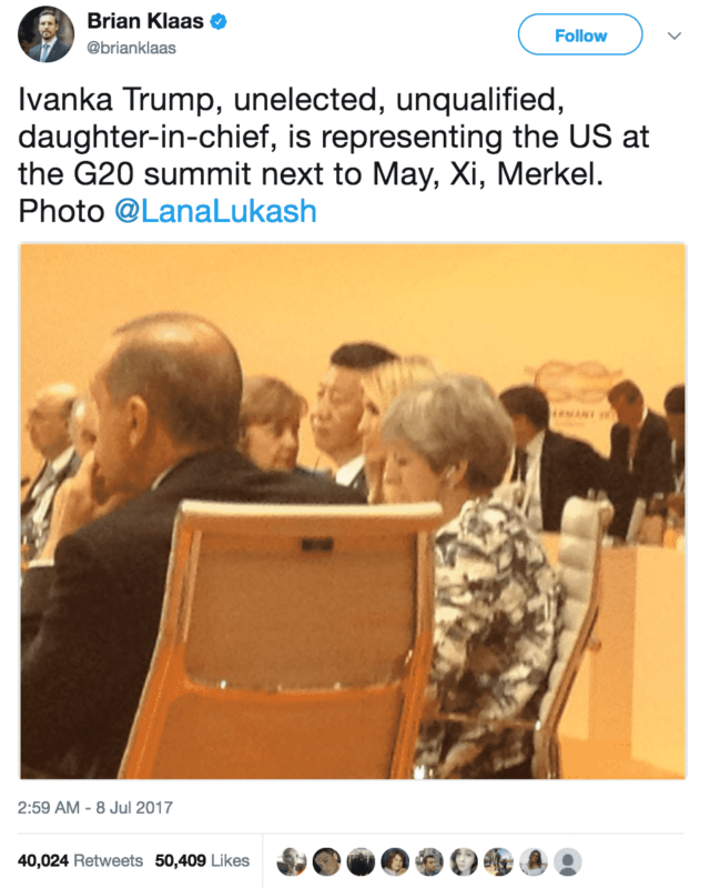 Ivanka Trump at the G20 table