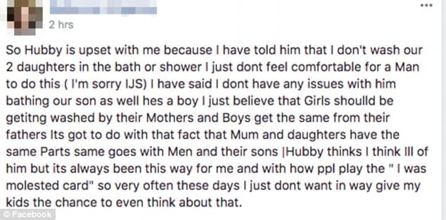 mother refuses to allow her husband to bathe their daughter
