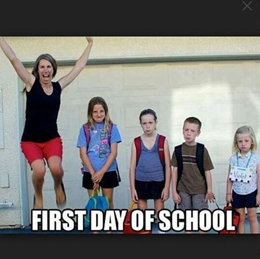 First day of school, kids, happy mom