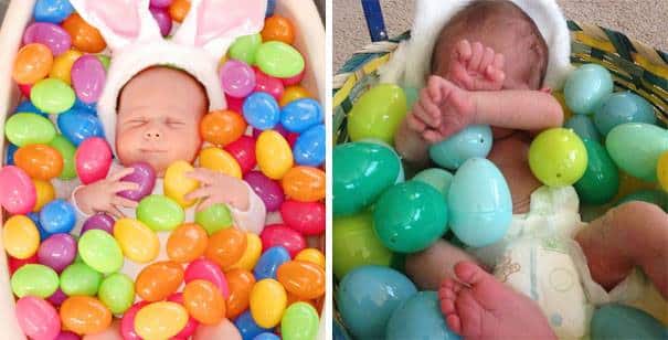 babies, Easter, eggs