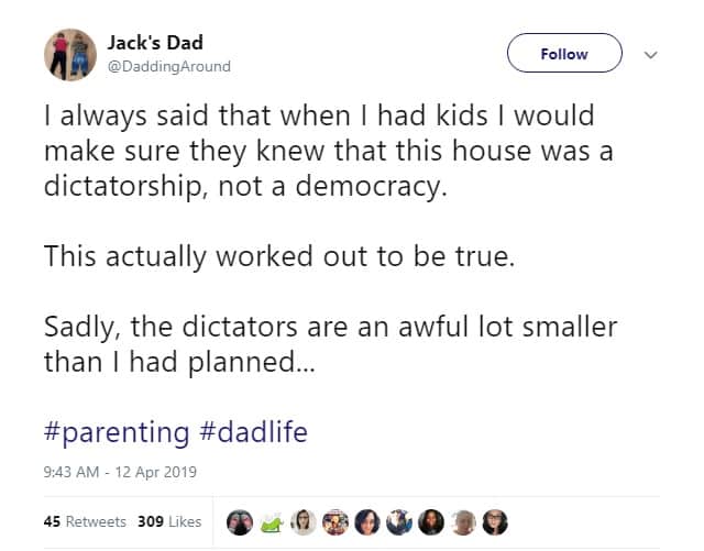 Funny Dad Tweets About Parenting Being A Dictatorship
