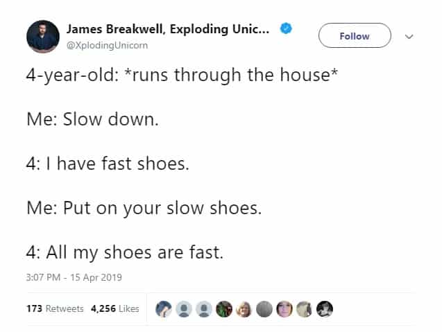 Funny Dad Tweets About Kids Who Go Too Fast