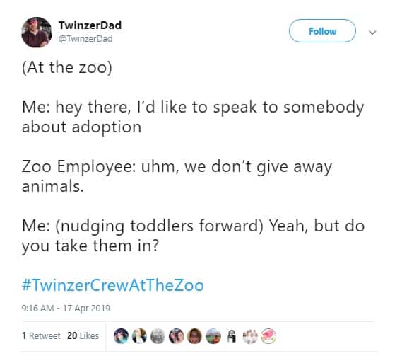 Funny Dad Tweets About Giving Kids Away At The Zoo