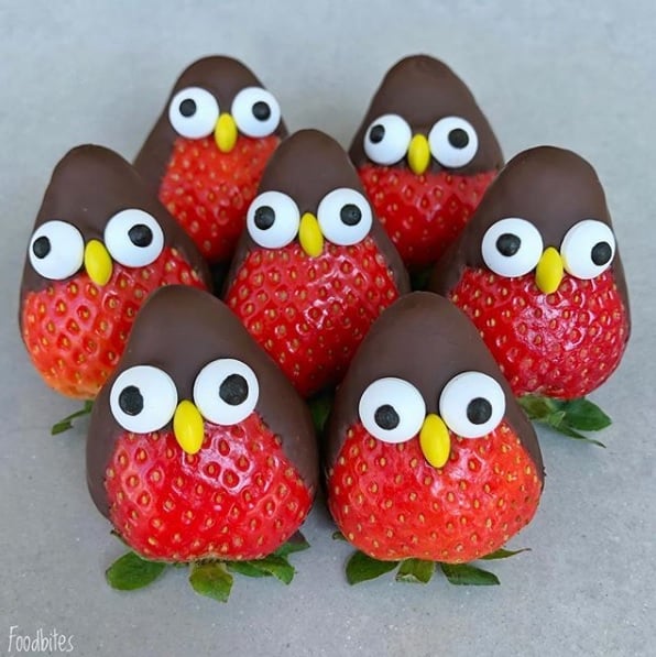 Pinterest Worthy Kids School Snacks Ideas Chocolate-Covered Strawberry Penguins