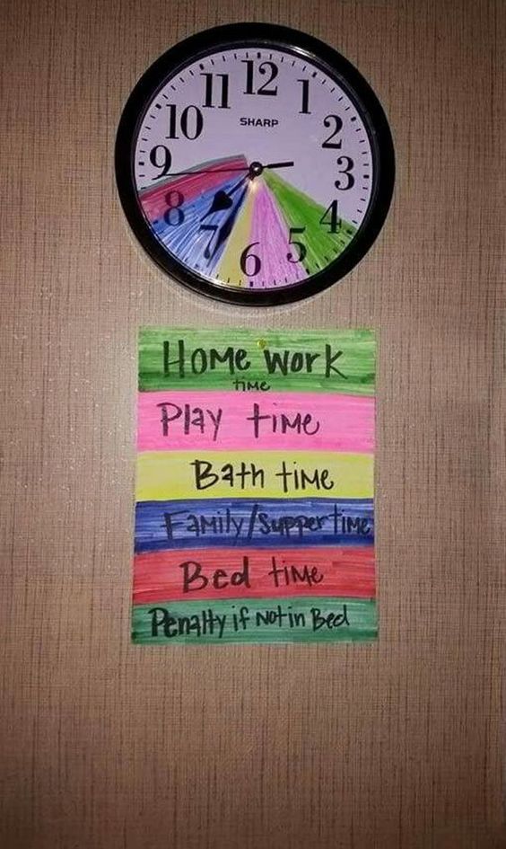 Parenting Hack, Color coded clock