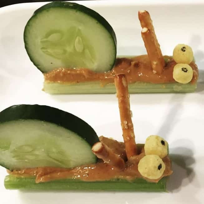 Pinterest Worthy Kids School Snacks Ideas Celery Peanut Butter Cucumber Snails