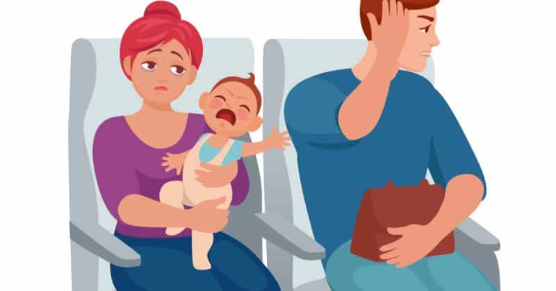 baby crying plane