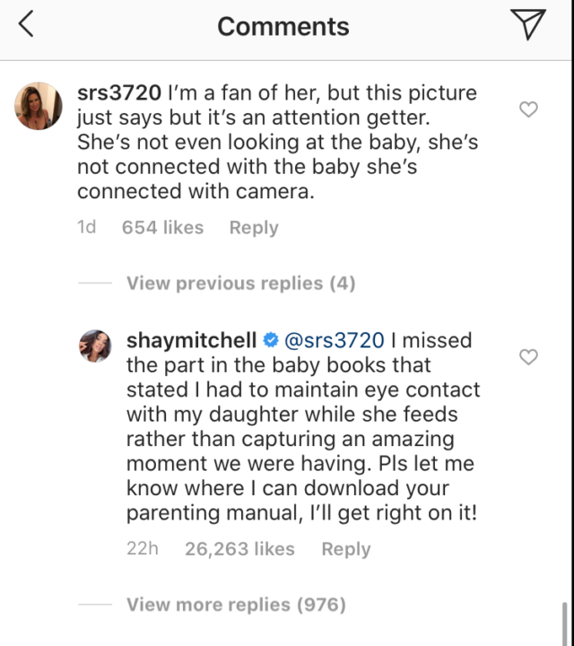 Shay Mitchell Responds TO Mommy Shamers